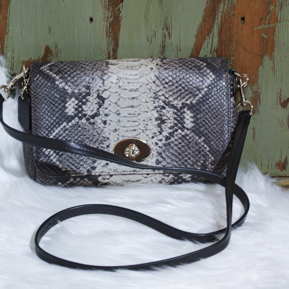 Unique Snakeskin-look Coach Cross body